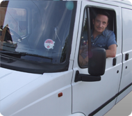 Sean in a van